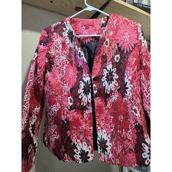 Joni B. Red Floral Lightweight Blazer Jacket Women's Size Small Vintage - Picture 1 of 6